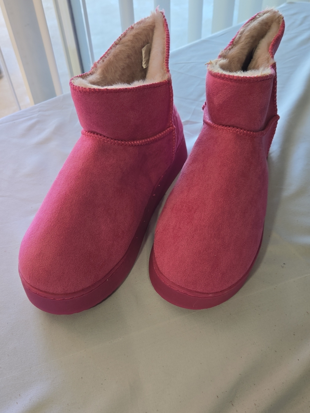 Life Stride Women's Fleece-Lined Slip-On Ankle Boots in Bright Pink